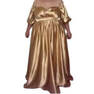 Pluswear Champagne Off-Shoulder Dress - Size: 14-16 XL